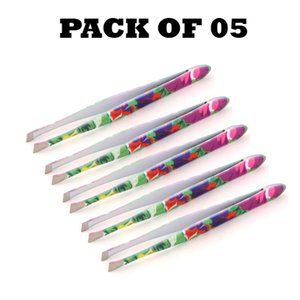 Forgica Professional Stainless Steel Paper Coated Tweezers Pack of 05